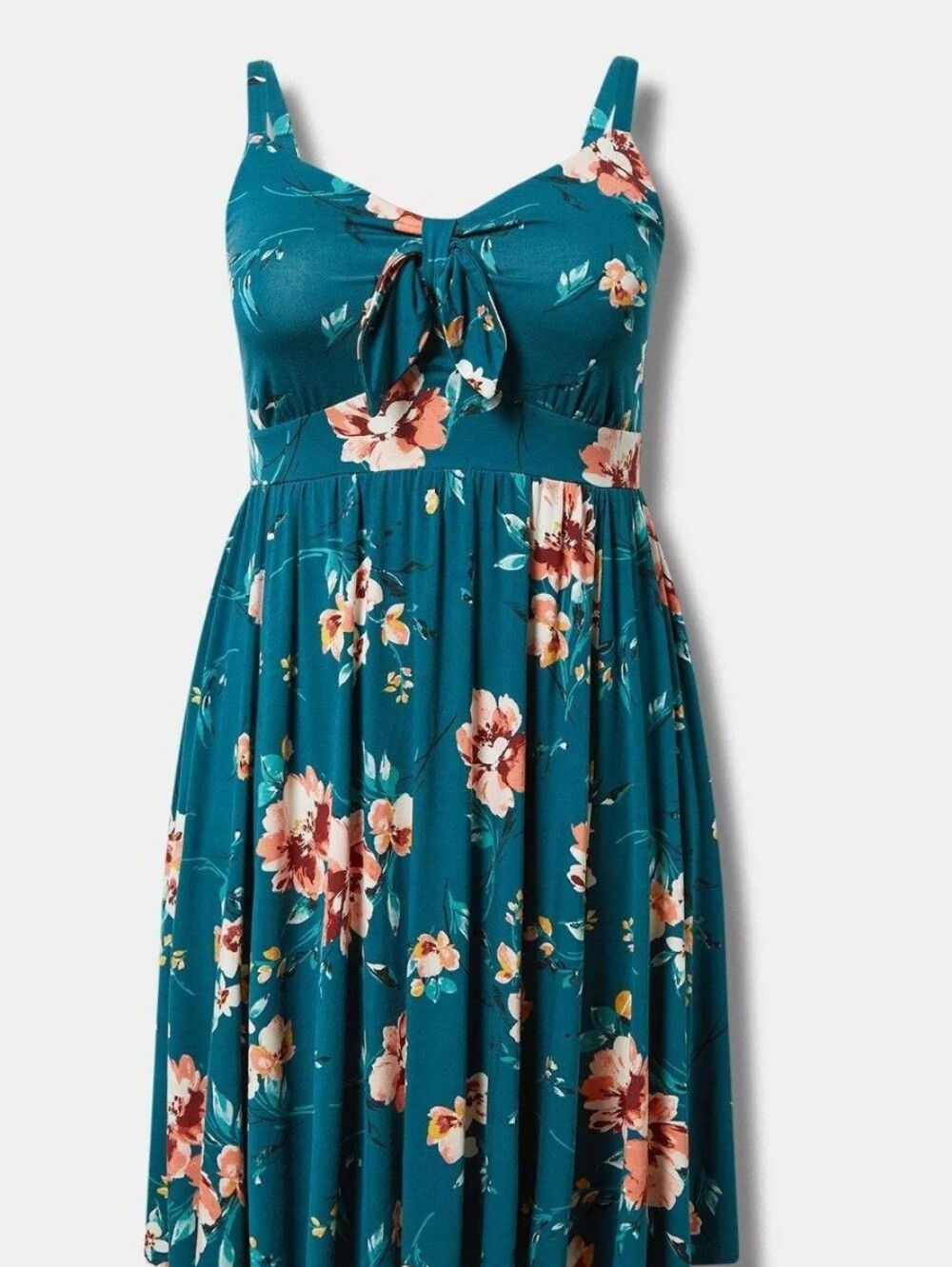 Super Soft Teal Floral Tie-Front Sundress